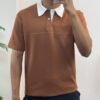 Contrast Collar Polo T-shirt - Brown