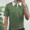 Contrast Collar Polo T-shirt - Olive