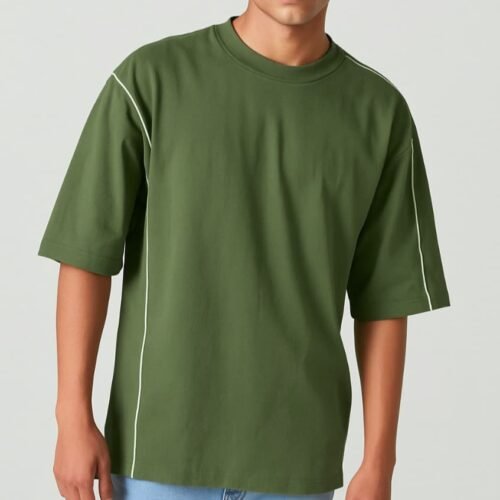 Plain Lines Oversized T-shirt - Olive (Combo)