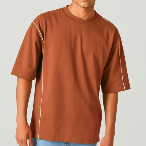 Plain Lines Oversized T-shirt - Brown (Combo)