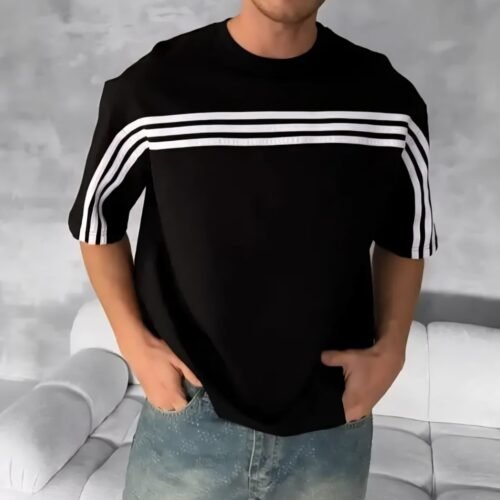 Three Stripes oversized T-shirt-Black