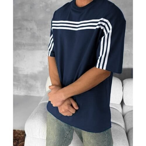 Three Stripes oversized T-shirt- Navy Blue