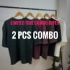 2 Pieces Combo - Waffle Drop Shoulder T-Shirt
