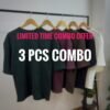 3 Pieces Combo - Waffle Drop Shoulder T-Shirt
