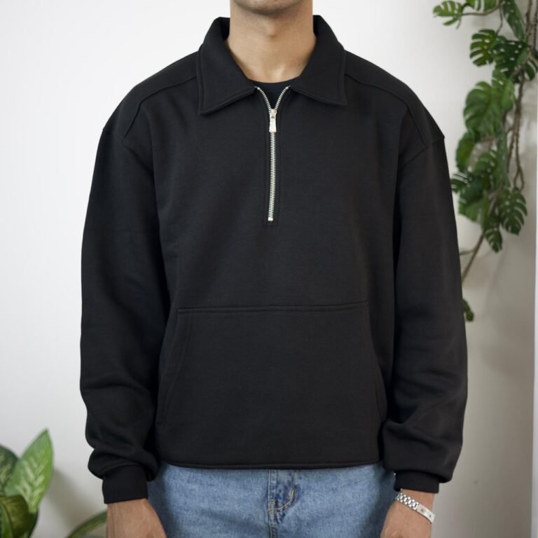 Half Zip Oversized Full Sleeve Polo